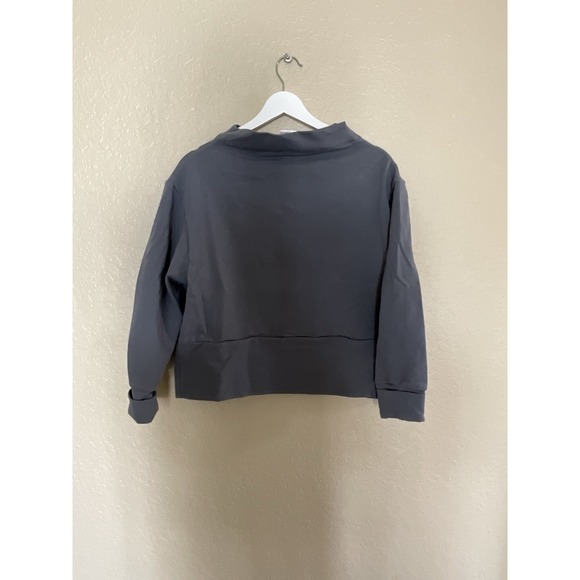 Gray Cropped Pullover Athleisure Jacket Relaxed Fit Soft Top Sportswear - Picture 2 of 7